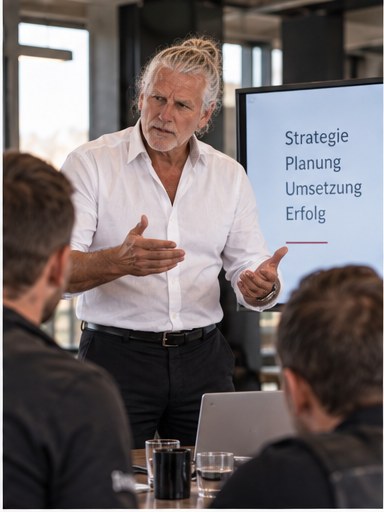 Dieter Schmitz hält einen Vortrag zu Strategie, Planung, Umsetzung und Erfolg